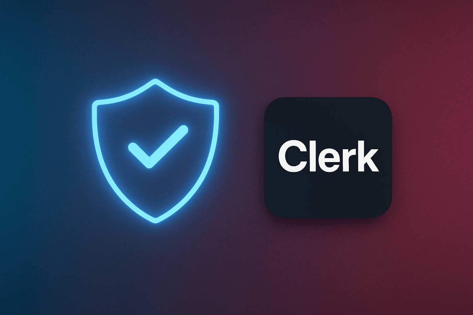 Clerk logo alongside React and Node.js logos, illustrating an authentication setup.