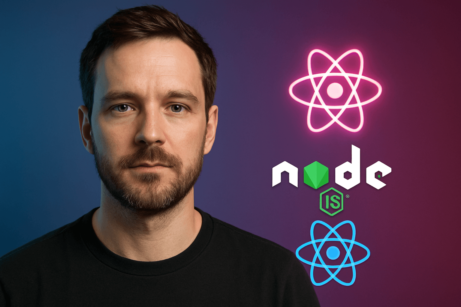 Logos of Neon DB, Node.js, React, TypeScript, and Clerk arranged to represent a modern web development tech stack.